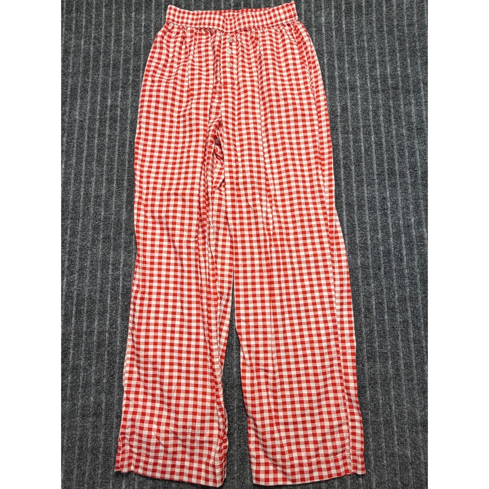 Coquette Gingham Pants Womens XS Red Check Cotton Relaxed fit Cottagecore